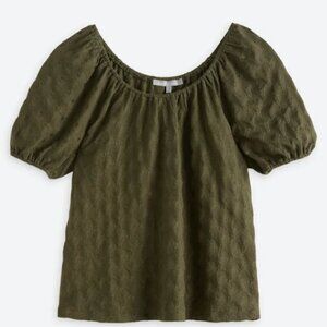 Daniel Rainn Short Sleeve Olive Knit Top Large